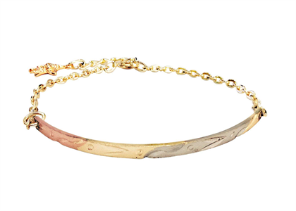 Diamond Cut Three Tone Gold Plated Bangle Bracelet